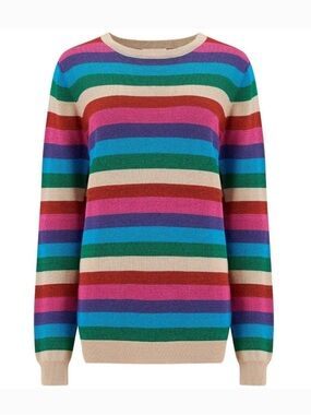 Sugarhill Brighton | Women’s Multicolor Striped Glitter Crewneck Sweater Size 12